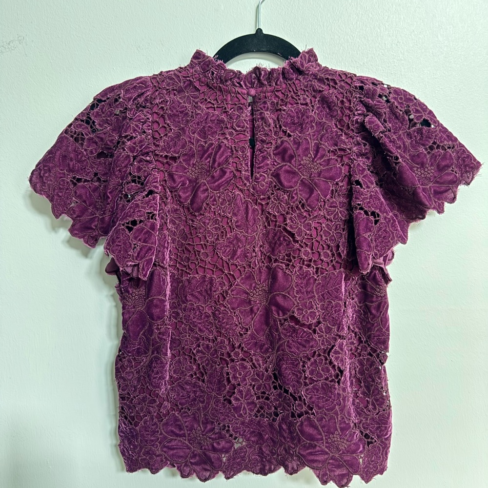Anthropologie purple velvet lace top size 2XS